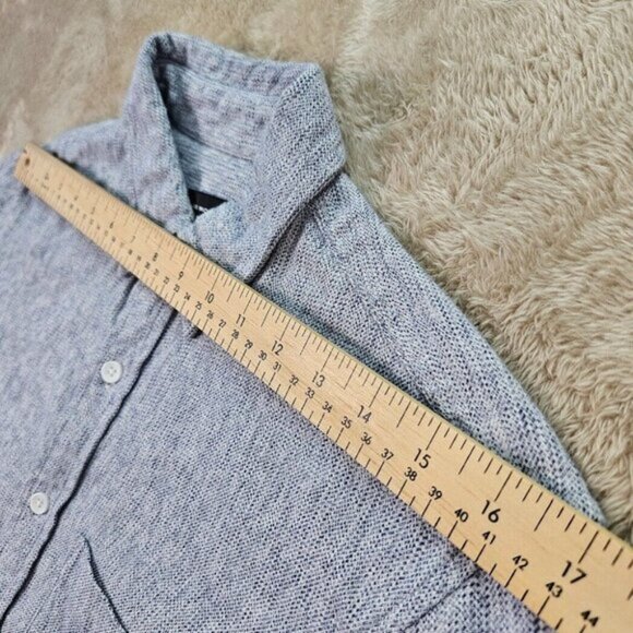 Club Monaco Shirt Slim Fit Button-Down Blue Flannel Long Sleeve Mens Size XS - Picture 7 of 11